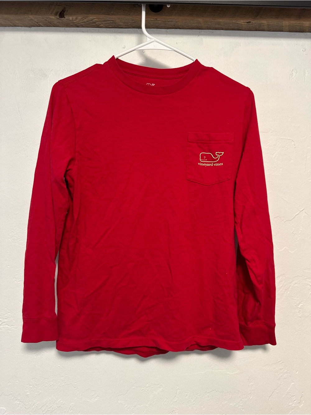 Vineyard Vines Kid’s Long-Sleeve Pocket Tee — Red